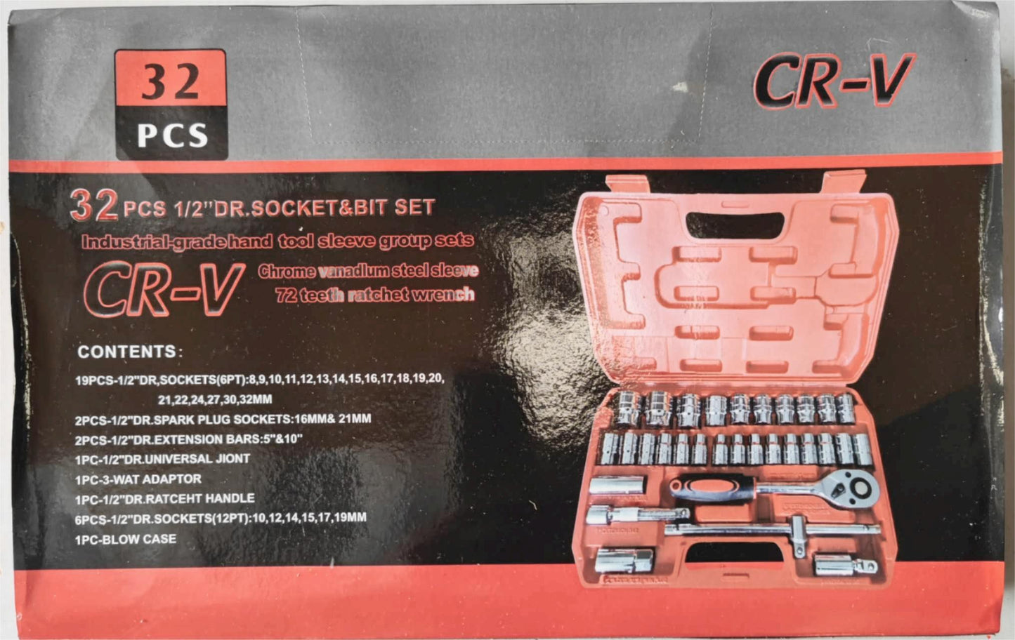 32 Pcs 1/2 DR, SOCKET&BIT SET