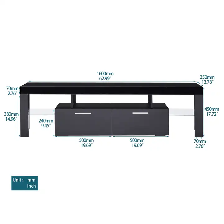 Glass TV Cabinet 160cm with RGB