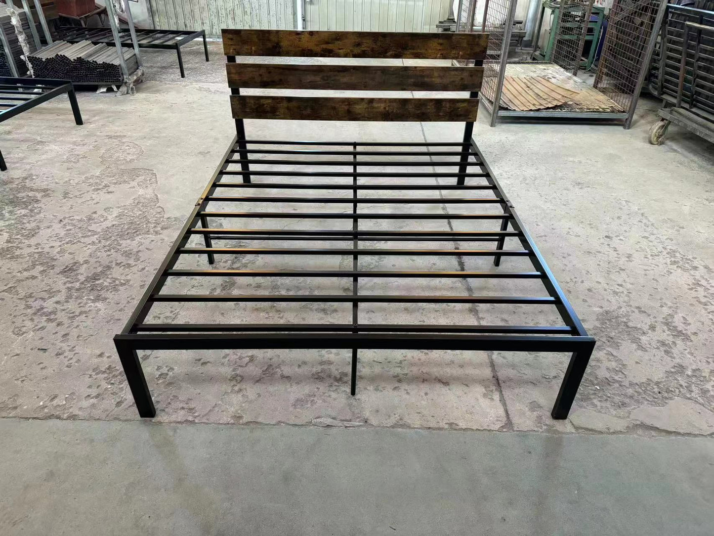 Bed Frame, Rustic Country Style, Brown, King