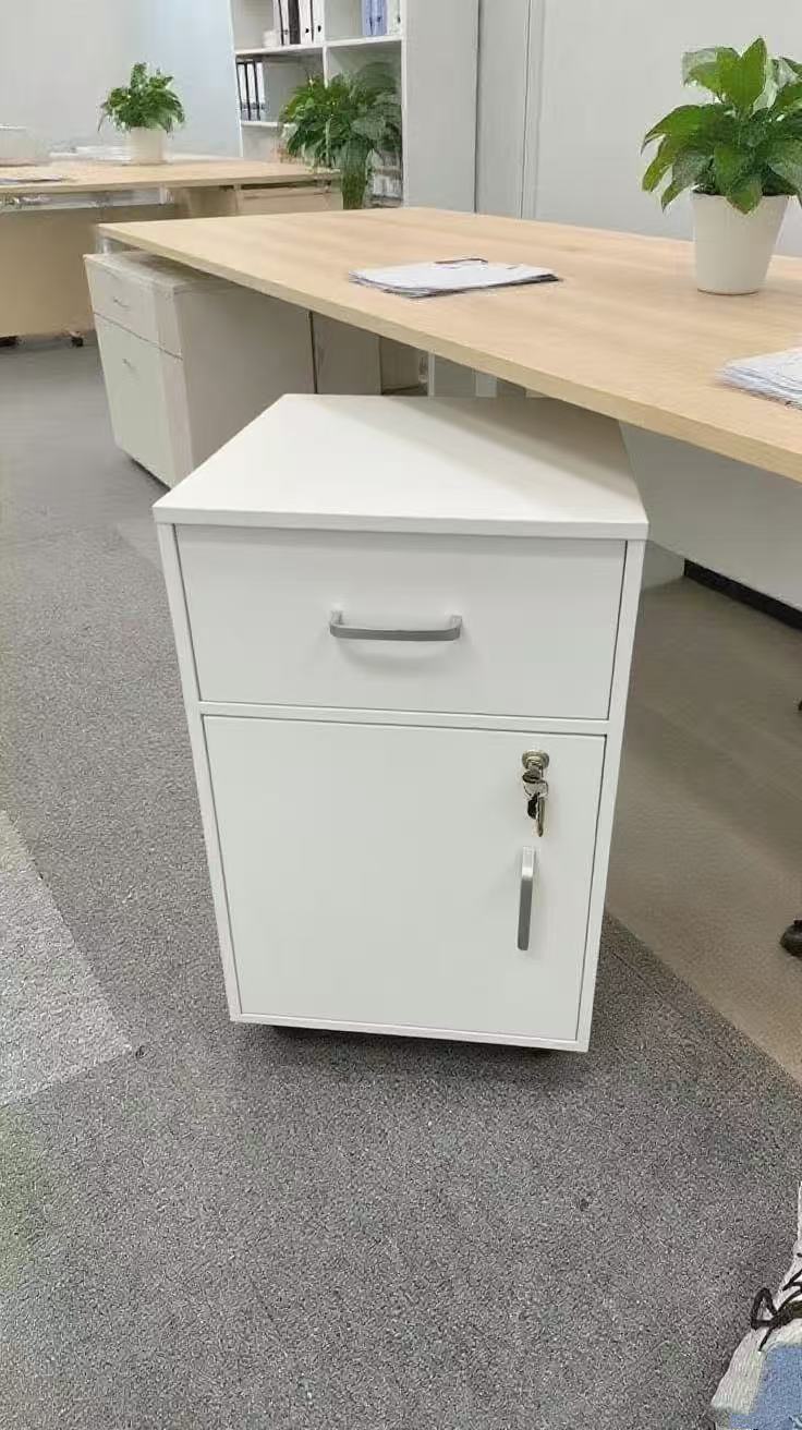 Bedside table ,Storage Cabinet , drawers , White with Wheels