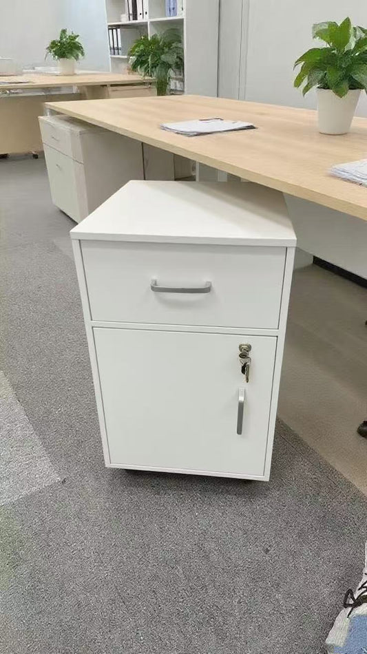 Bedside table ,Storage Cabinet , drawers , White with Wheels