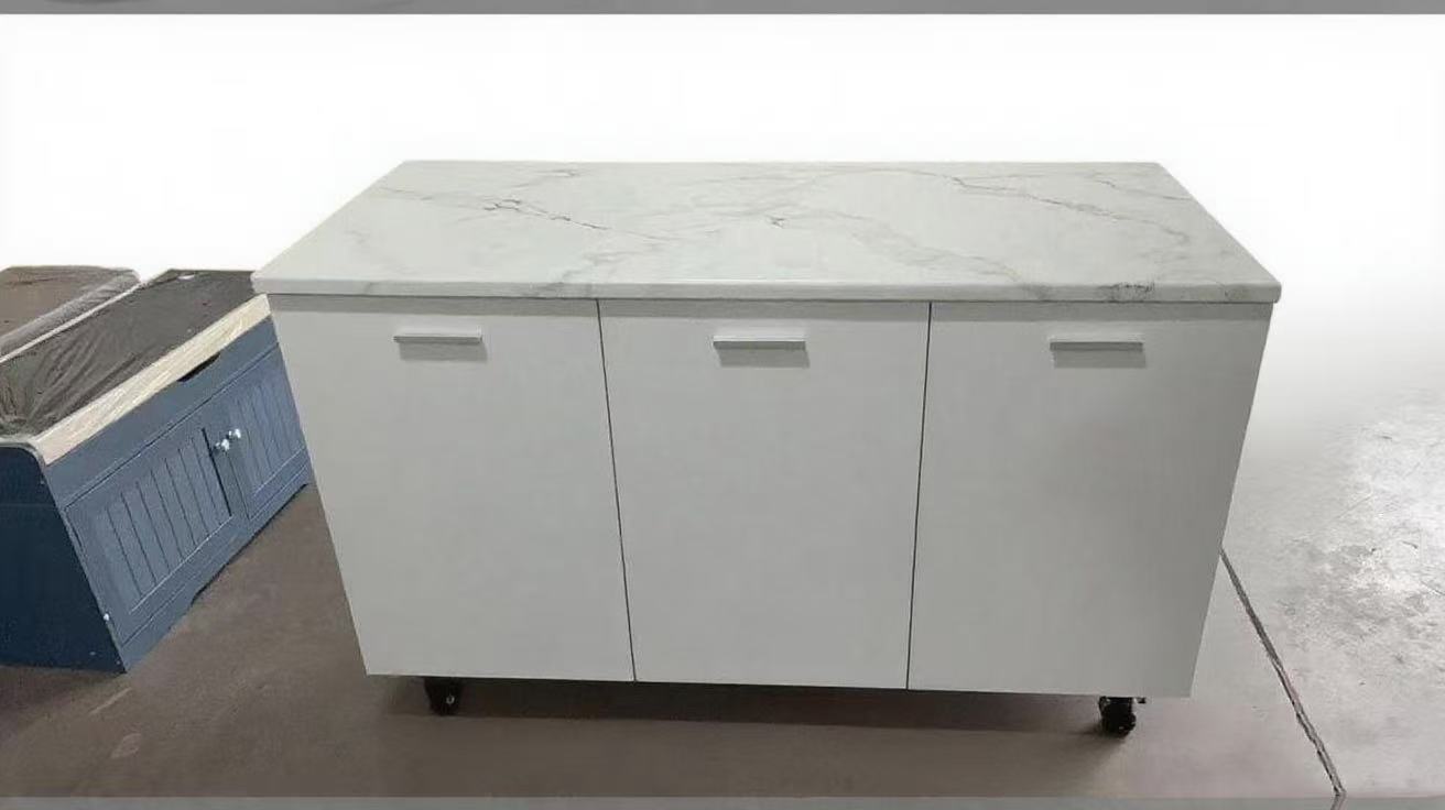 Brand New Kitchen Cabinet Marble Design Top with Sink