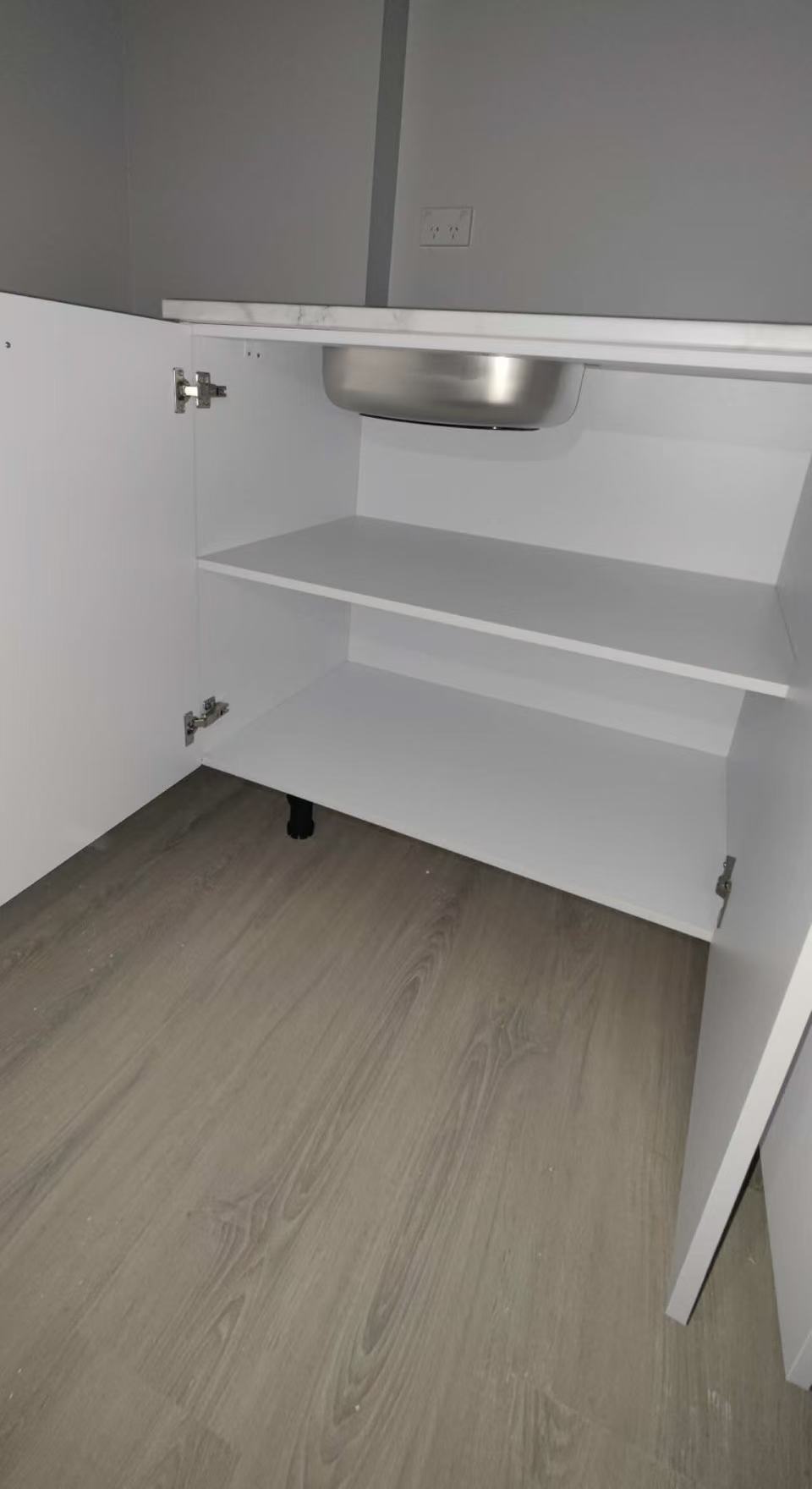 Brand New Kitchen Cabinet Marble Design Top with Sink