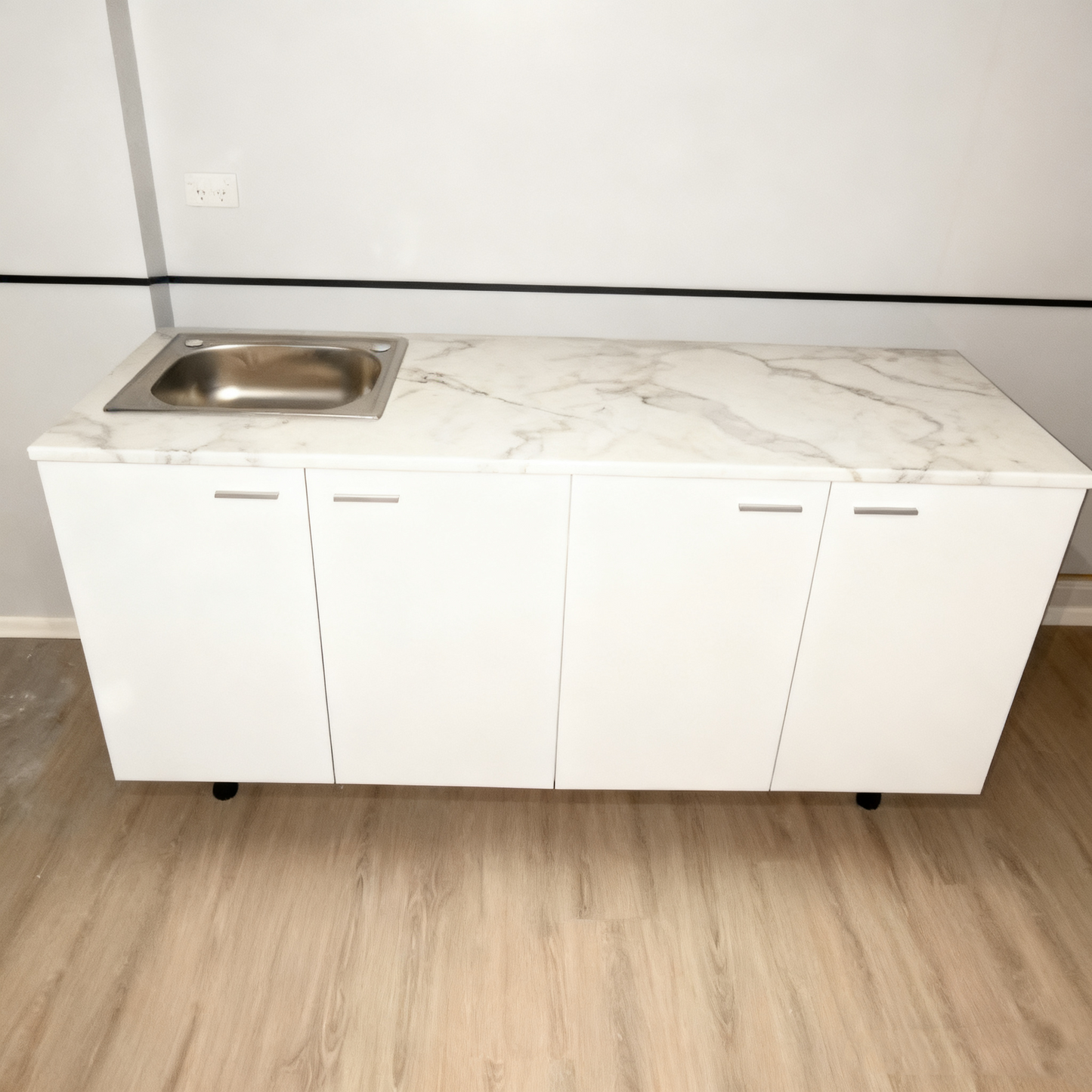 Brand New Kitchen Cabinet Marble Design Top with Sink